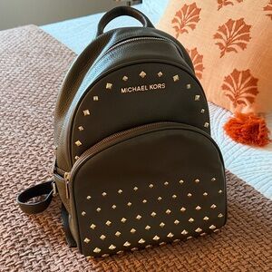 Michael Kors Army Green and Gold Studded Backpack